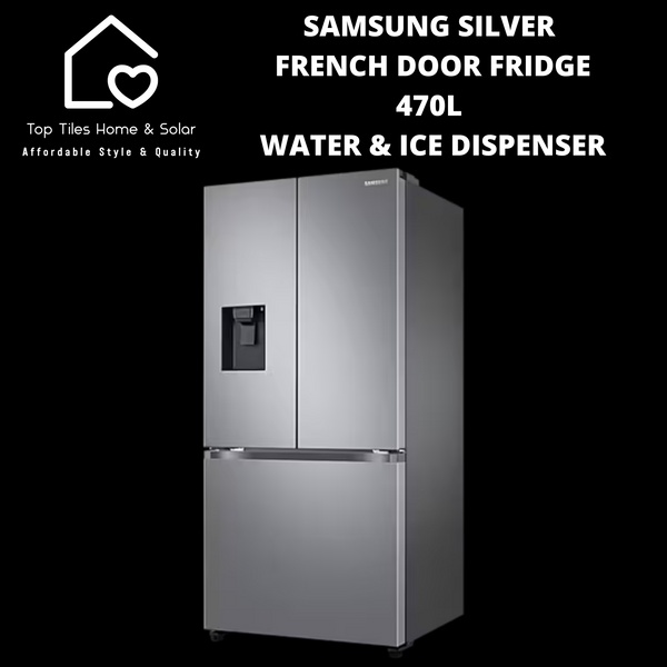 Samsung Silver French Door Fridge - 470L Water & Ice Dispenser