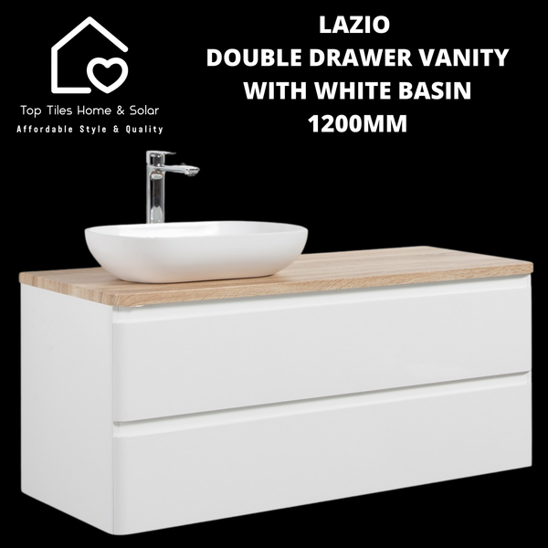 Lazio Double Drawer Vanity With White Basin - 1200mm