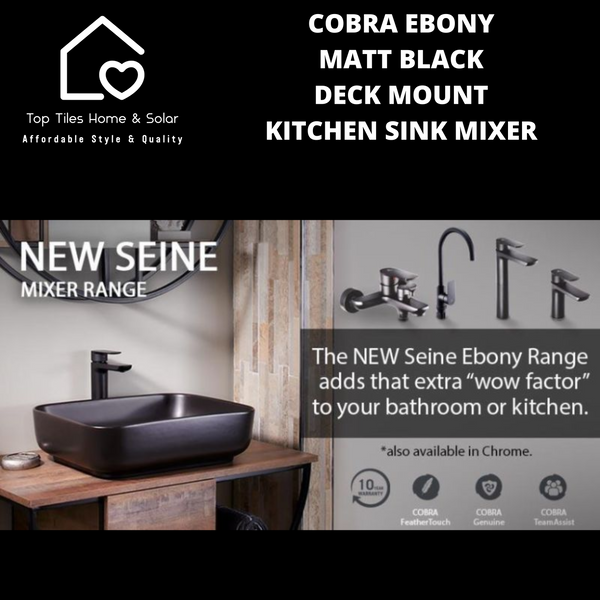 Cobra Ebony Matt Black Deck Mount Kitchen Sink Mixer