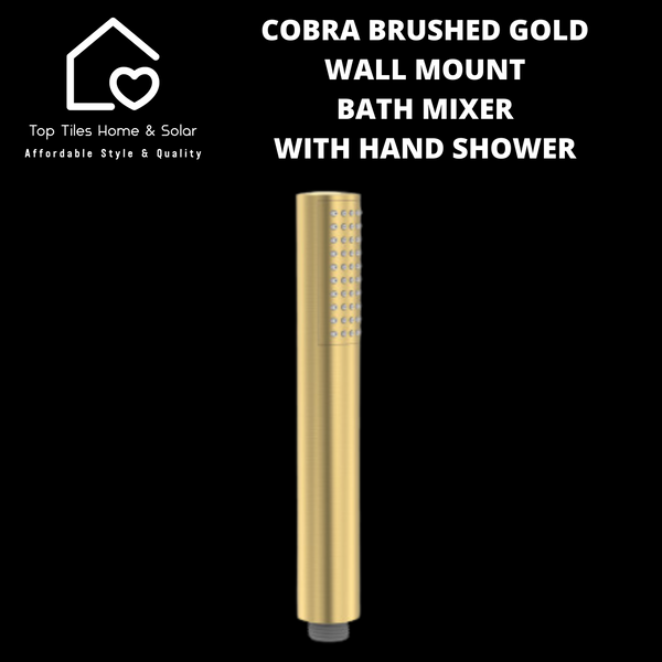 Cobra Brushed Gold Wall Mount Bath Mixer with Hand Shower