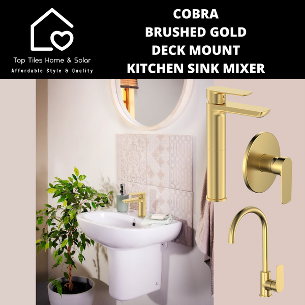 Cobra Brushed Gold Deck Mount Kitchen Sink Mixer