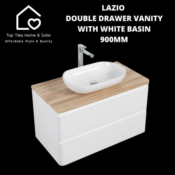 Lazio Double Drawer Vanity With White Basin - 900mm