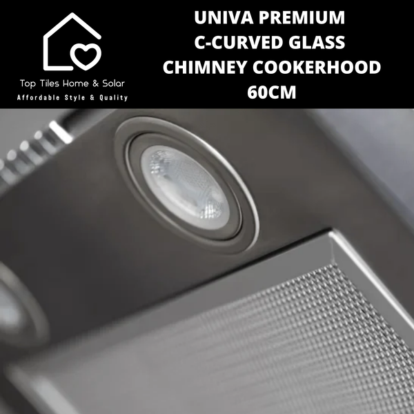 Univa Premium C-Curved Glass Chimney Cookerhood - 60cm