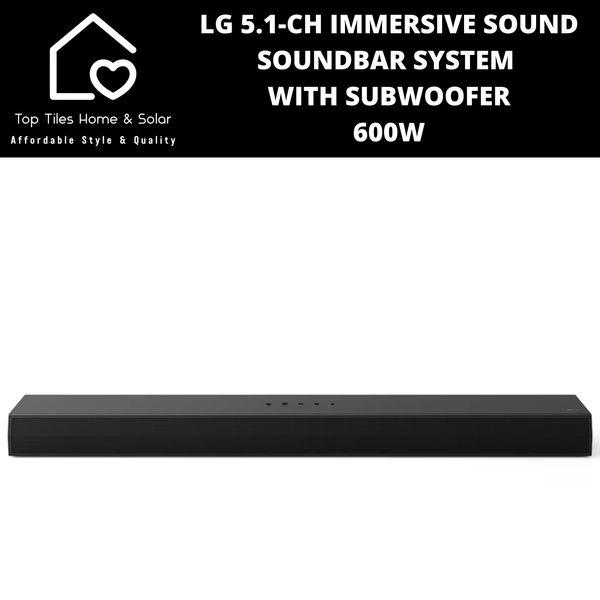 LG 5.1-Ch Immersive Sound Soundbar System with Subwoofer - 600W