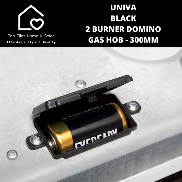 Univa Black 2 Burner Domino Gas Hob - 300mm