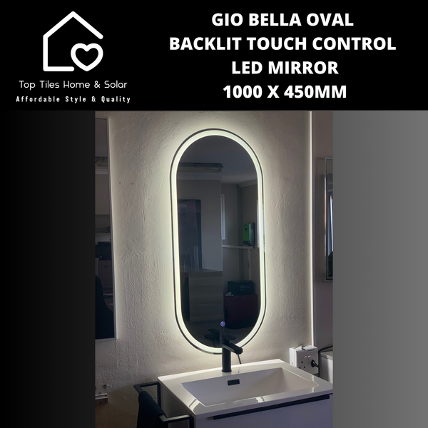 Gio Bella Oval Backlit Touch Control Led Mirror - 1000 x 450mm