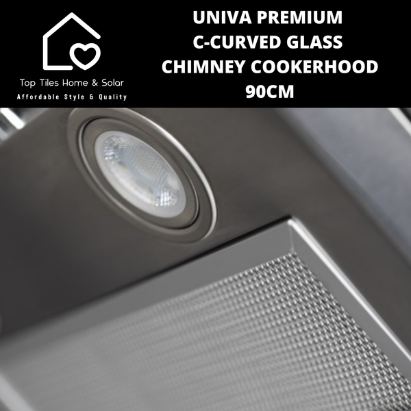 Univa Premium C-Curved Glass Chimney Cookerhood - 90cm