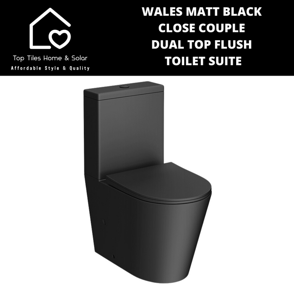 Wales Matt Black Close Couple Dual Top Flush Toilet Suite