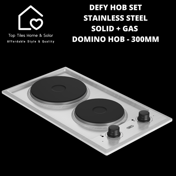 Defy Hob Set - Stainless Steel Solid + Gas Domino Hob - 300mm