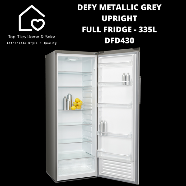 Defy Metallic Grey Upright Full Fridge - 335L DFD430