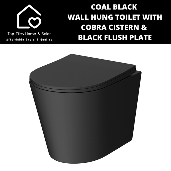 Coal Black Wall Hung Toilet with Cobra Cistern & Black Flush Plate