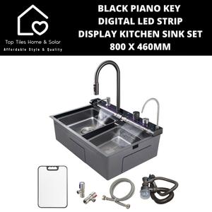 Black Piano Key Digital Display Led Kitchen Sink Set - 800 x 460mm