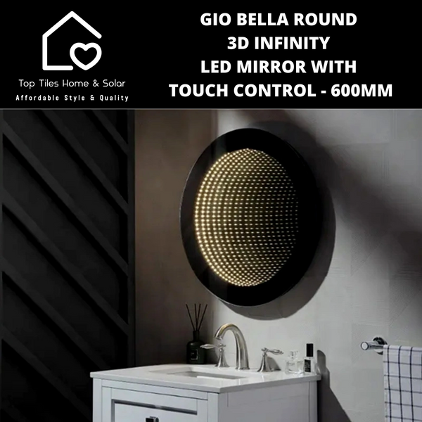 Gio Bella Round 3D Infinity LED Mirror with Touch Control - 600mm