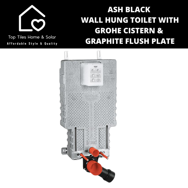 Ash Black Wall Hung Toilet with Grohe Cistern & Graphite Flush Plate