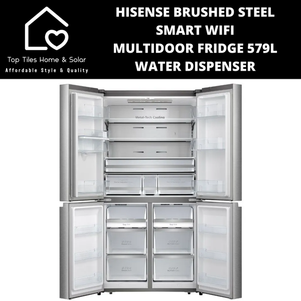 Hisense Brushed Steel Smart MultiDoor Fridge  - 579L Water Dispenser