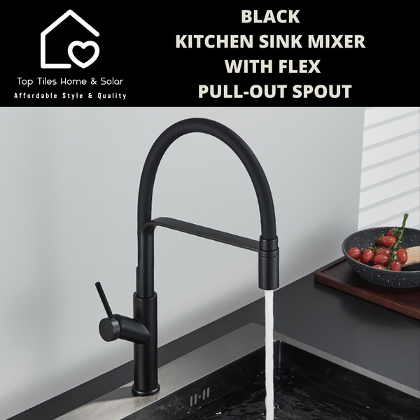 Black Kitchen Sink Mixer With Flexi Pull-Out Spout