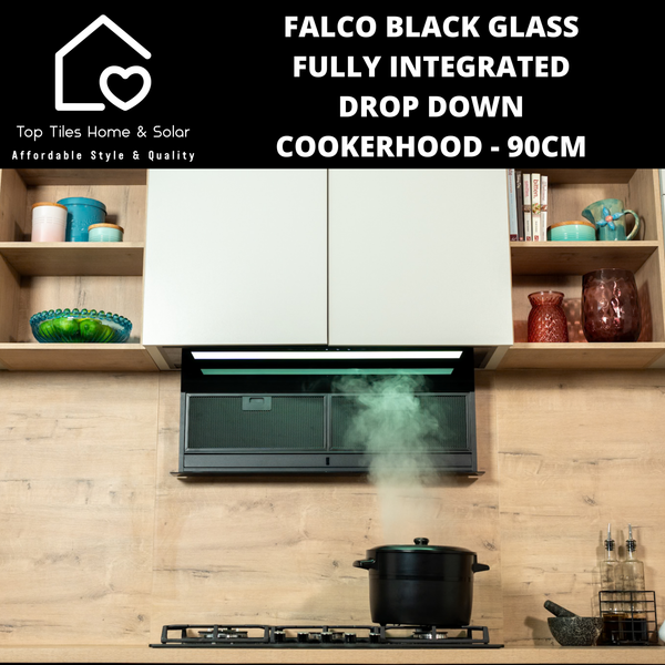 Falco Black Glass Fully Integrated Drop Down Cookerhood - 90cm AR-90-761A