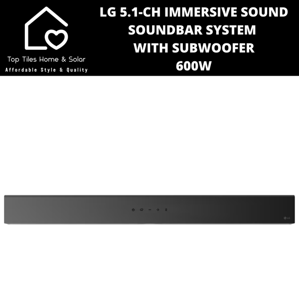 LG 5.1-Ch Immersive Sound Soundbar System with Subwoofer - 600W