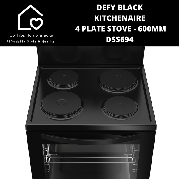 Defy Black Kitchenaire 4 Plate Stove - 600mm DSS694