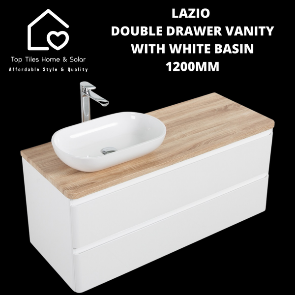 Lazio Double Drawer Vanity With White Basin - 1200mm