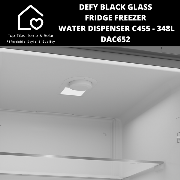 Defy Black Glass Combi Fridge Freezer Water Dispenser C455 - 348L DAC652