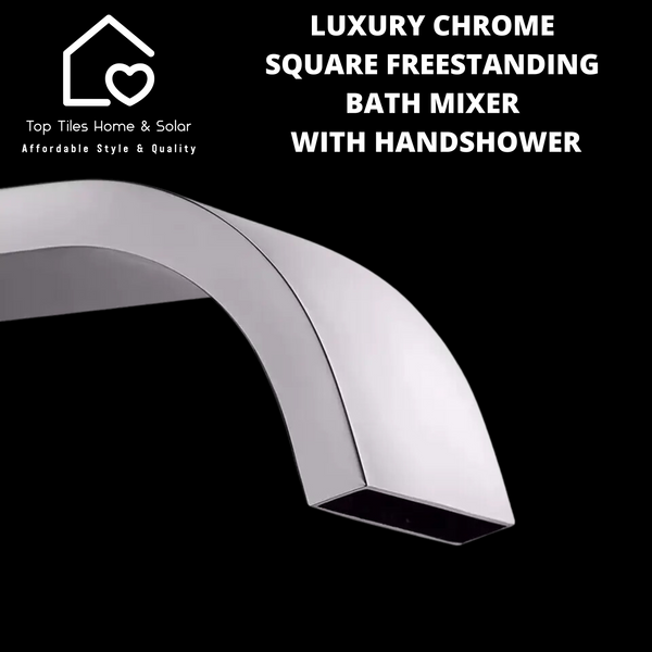 Luxury Chrome Square Freestanding Bath Mixer With Handshower