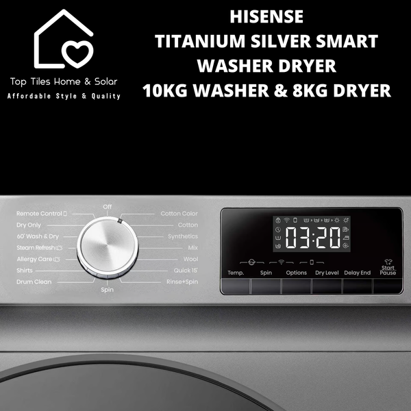 Hisense Titanium Silver Smart Washer Dryer - 10kg Washer & 8kg Dryer