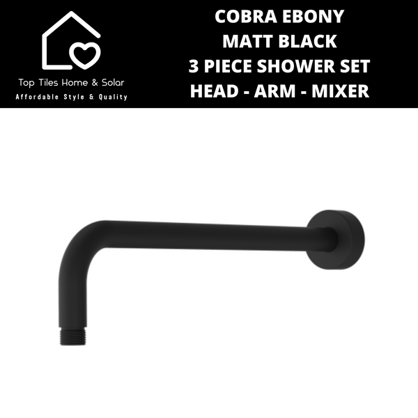 Cobra Ebony Matt Black 3 Piece Shower Set - Head - Arm - Mixer