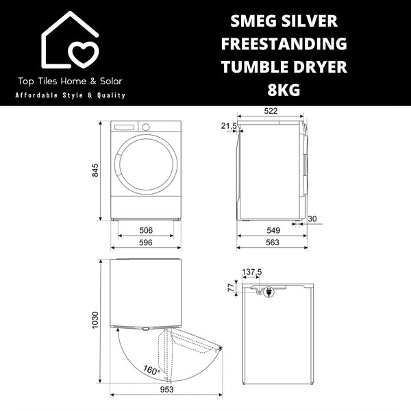 Smeg Silver Freestanding Tumble Dryer - 8kg