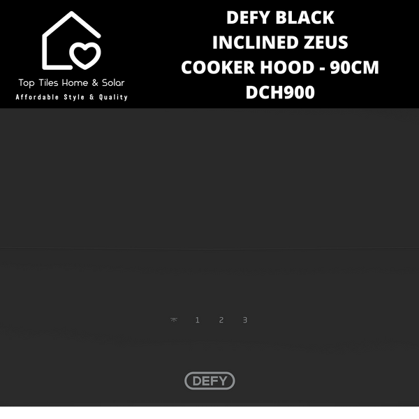 Defy Black Inclined Zeus Cooker Hood - 90cm DCH900