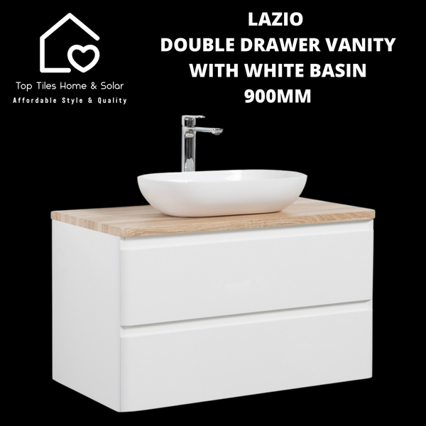 Lazio Double Drawer Vanity With White Basin - 900mm