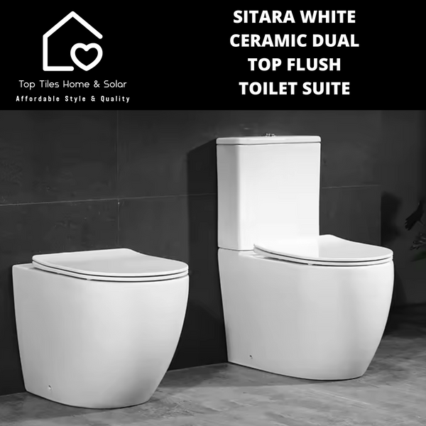 Sitara White Ceramic Dual Top Flush Rimless Toilet Suite