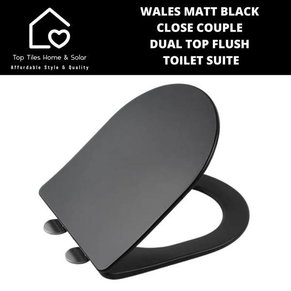 Wales Matt Black Close Couple Dual Top Flush Toilet Suite