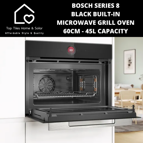 Bosch Series 8 - Black Built-in Microwave Grill Oven - 60cm - 45L CAPACITY