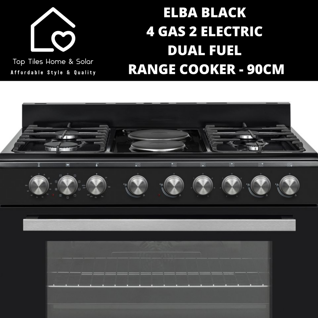 Black gas store range cooker