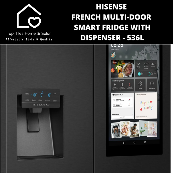 Hisense French Multi-Door Smart Fridge with Dispenser - 536L