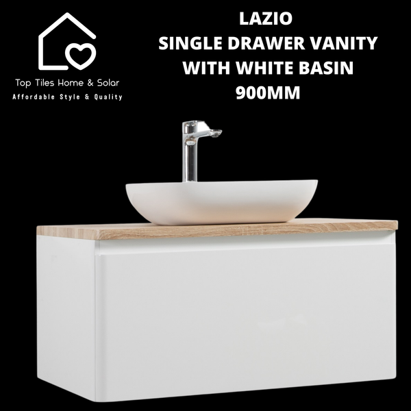 Lazio Single Drawer Vanity With White Basin - 900mm