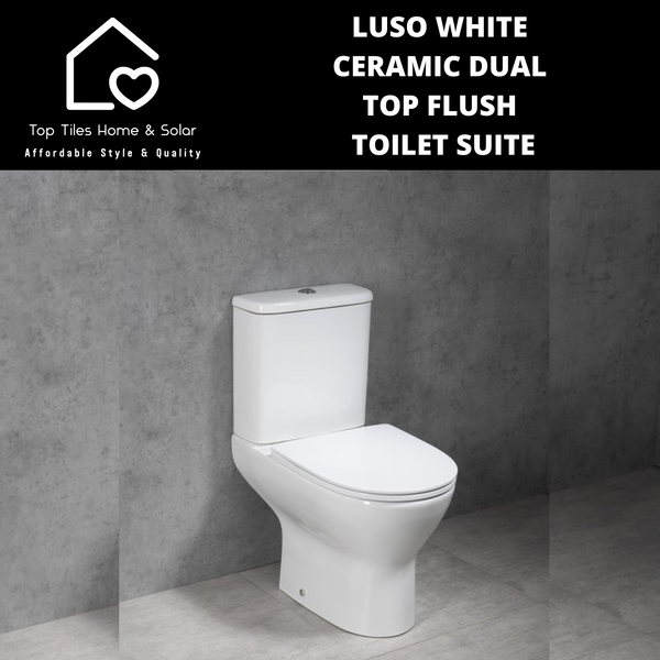 Luso White Ceramic Dual Top Flush Toilet Suite