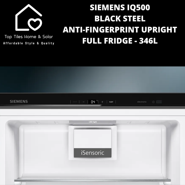 Siemens iQ500 Black Steel Anti-Fingerprint Upright Full Fridge - 346L