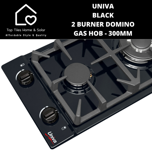 Univa Black 2 Burner Domino Gas Hob - 300mm