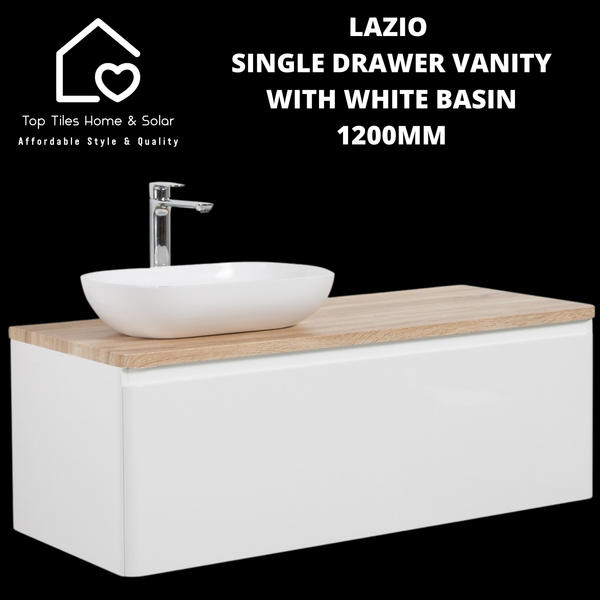 Lazio Single Drawer Vanity With White Basin - 1200mm