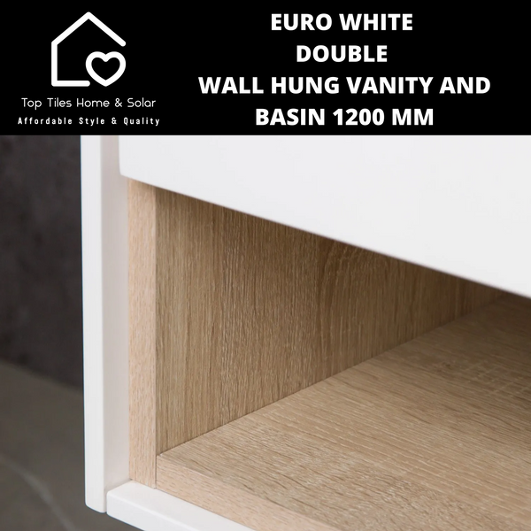 Euro White Double Wall Hung And Basin - 1200 mm