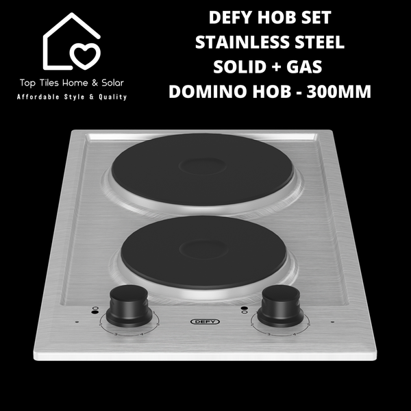 Defy Hob Set - Stainless Steel Solid + Gas Domino Hob - 300mm