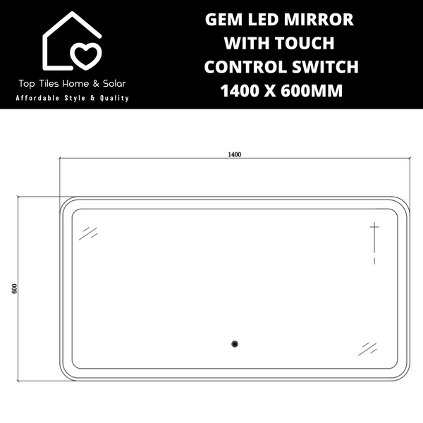 Gem LED Mirror With TouchControl Switch -  1400 x 600mm