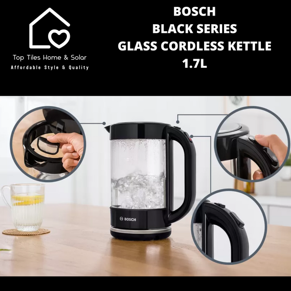 Bosch Black Series Glass Cordless Kettle - 1.7L