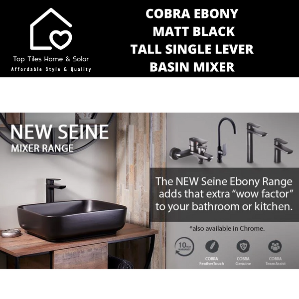 Cobra Ebony Matt Black Tall Single Lever Basin Mixer