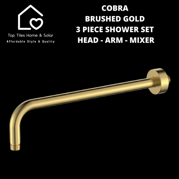 Cobra Brushed Gold 3 Piece Shower Set - Head - Arm - Mixer