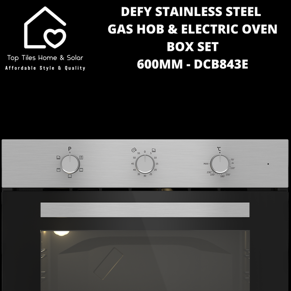 Defy Stainless Steel Gas Hob & Electric Oven Box Set- 600mm DCB843E