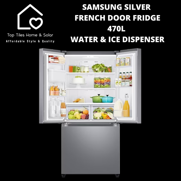 Samsung Silver French Door Fridge - 470L Water & Ice Dispenser