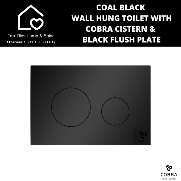 Coal Black Wall Hung Toilet with Cobra Cistern & Black Flush Plate